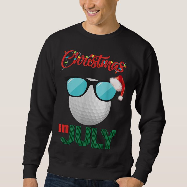 Christmas in July Golf Golfer Glasses Santa Hat Su Sweatshirt (Front)