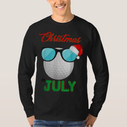 Christmas in July Golf Golfer Glasses Santa Hat Su T_Shirt