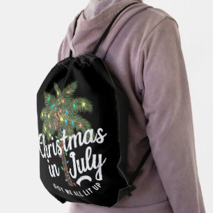Christmas in July Got Me All Lit Up Drawstring Bag