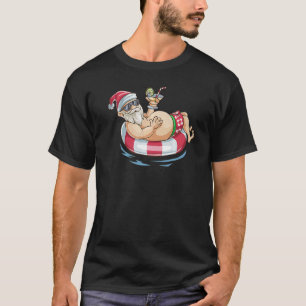 Christmas In July Hawaiian Santa Floatie Summer T-Shirt