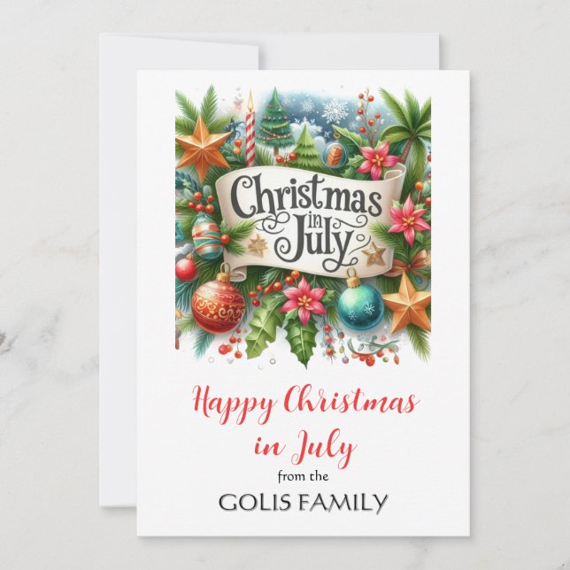 Christmas in July Holiday Wreath Card (Front)