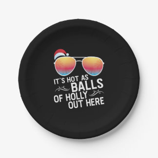 Christmas In July Hot As Balls Santa Sunglass Paper Plates