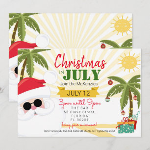 Christmas in July invitation, fun summer party Invitation