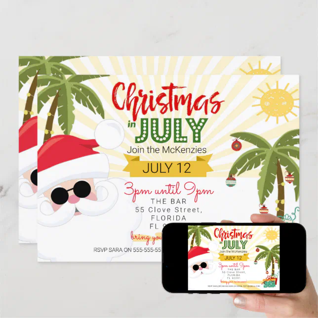 Christmas in July invitation, fun summer party Invitation | Zazzle