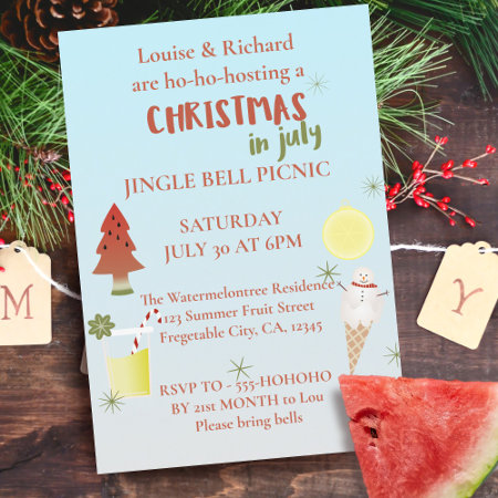 Christmas In July 🍉 Jingle Bell Picnic Invitation