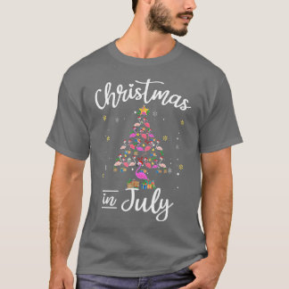 Christmas In July Let's Get Lit Christmas Tree Fla T-Shirt