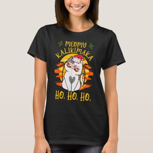 Christmas In July Meomy Kalikimaka Ho Ho Ho Cat T_Shirt