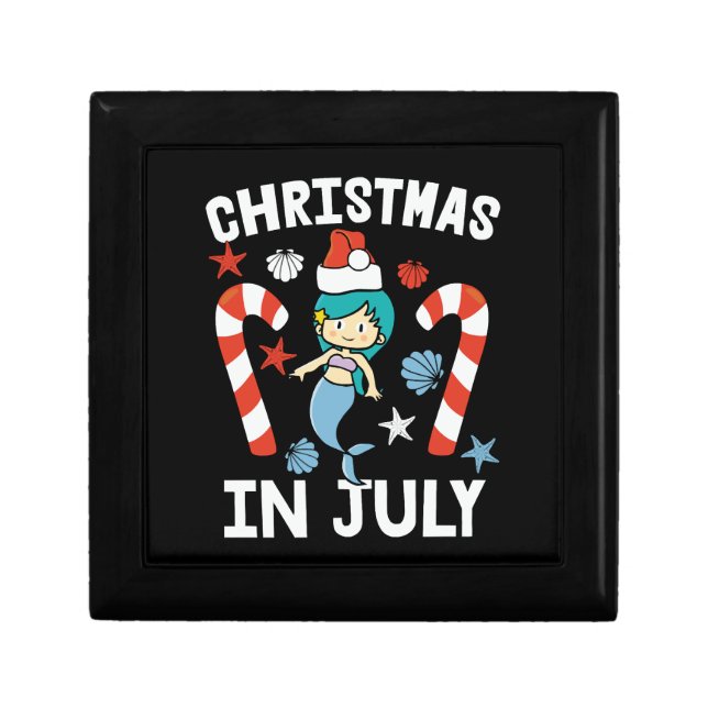 Christmas in july mermaid with santa hat gift box (Front)