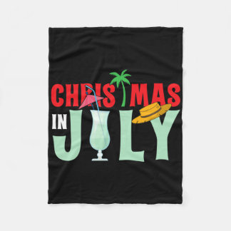 Christmas In July Merry Christmas Summer Funny San Fleece Blanket