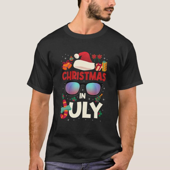 Christmas In July Merry Christmas Summer Funny San T-Shirt (Front)