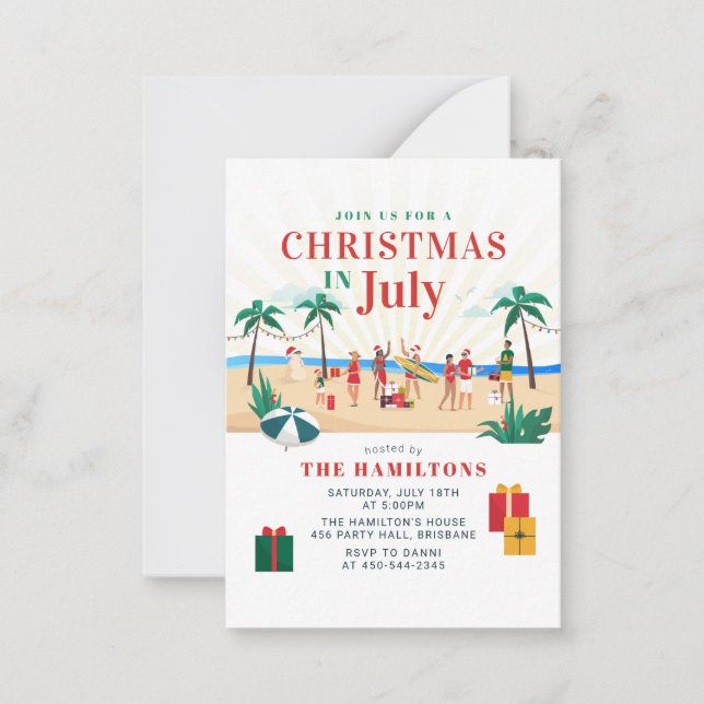 Christmas in July Modern Family Summer Party Note Card (Front)