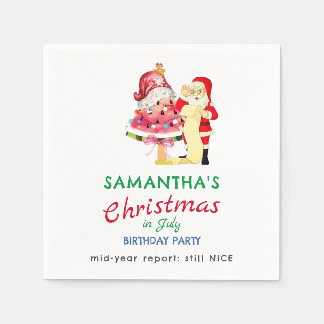 Christmas in July Naughty / Nice Toddler Birthday Napkins (Front)