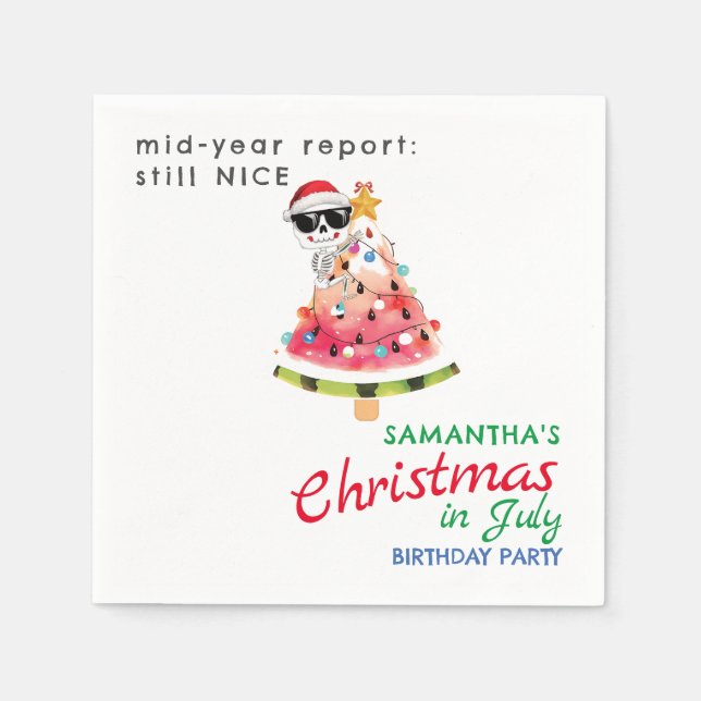 Christmas in July Naughty or Nice Toddler Birthday Napkins (Front)