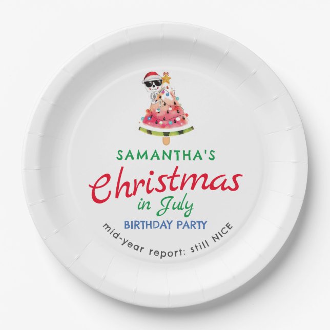 Christmas in July Naughty or Nice Toddler Birthday Paper Plates (Front)