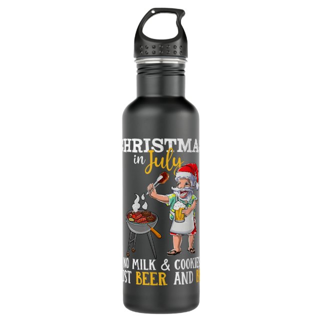 Christmas In July No Milk And Cookies Just Beer An Stainless Steel Water Bottle (Front)