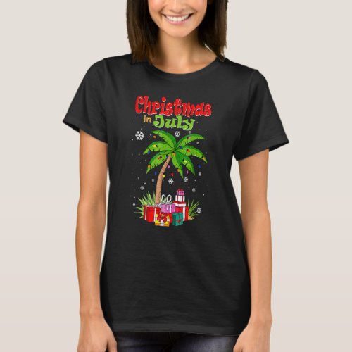 Christmas In July Palm Tree Xmas Tree Beach Summer T_Shirt