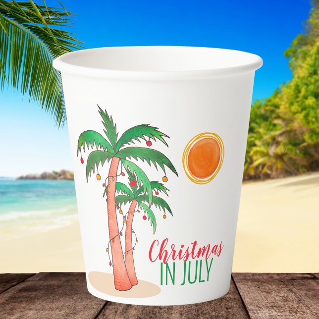 Christmas in July Palm Trees Paper Cups (Creator Uploaded)