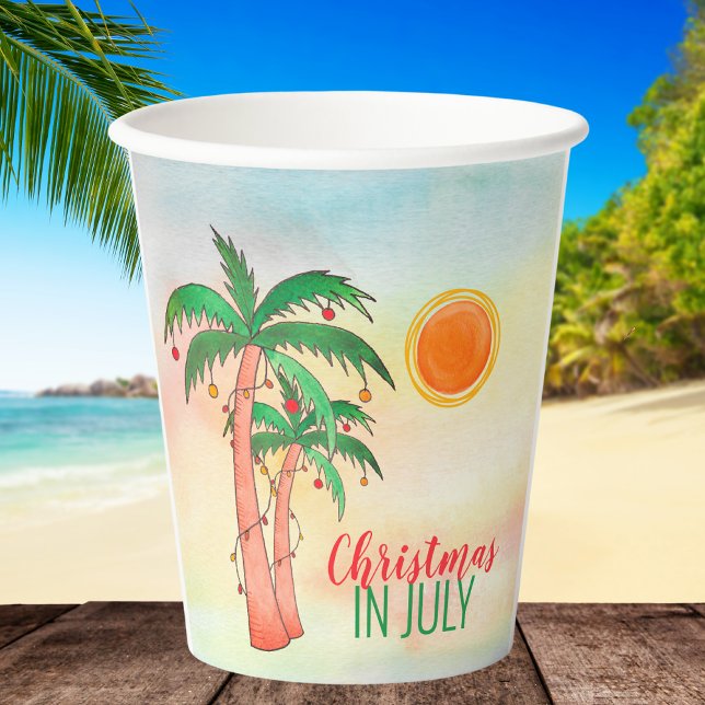 Christmas in July Palm Trees Party Paper Cups (Creator Uploaded)
