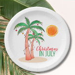 Christmas in July Palm Trees Party Paper Plates<br><div class="desc">Let's celebrate Christmas in July with a BBQ or party! Invite family and friends to your Christmas themed celebration and decorate it with these island style paper bowls featuring watercolor palm trees decorated with lights. Because we create our artwork you won't find this exact image from other designers. Original Watercolor...</div>