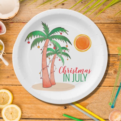 Christmas in July Palm Trees Party Paper Plates