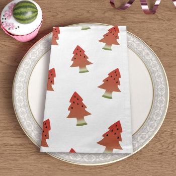 Christmas In July Party Cute Watermelon Tree White Cloth Napkin by watermelontree at Zazzle