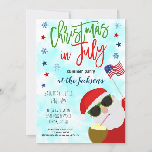 Christmas in July Party Invitation