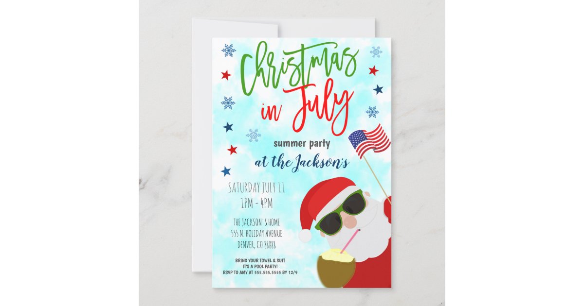 Christmas in July Party Invitation Zazzle