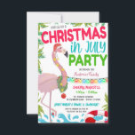 Christmas In July Party Invitation<br><div class="desc">Adorable and fun Christmas in July Flamingo Pool Party Invitation!</div>