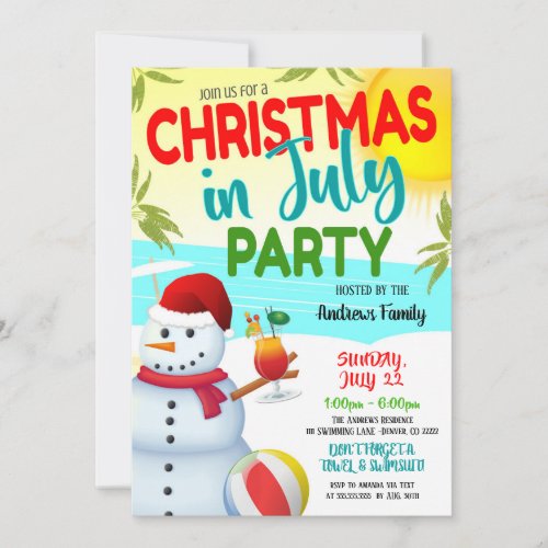 Christmas In July Party Invitation