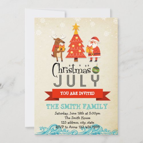 Christmas in july party invitation