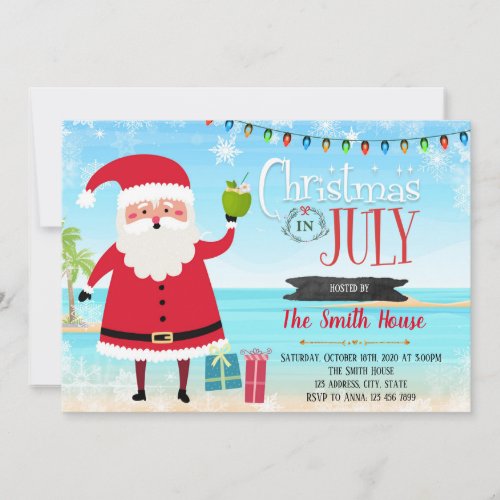 Christmas in july party invitation