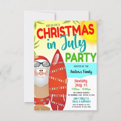 Christmas In July Party Invitation