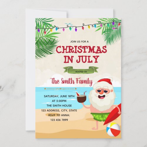 Christmas in July party invitation