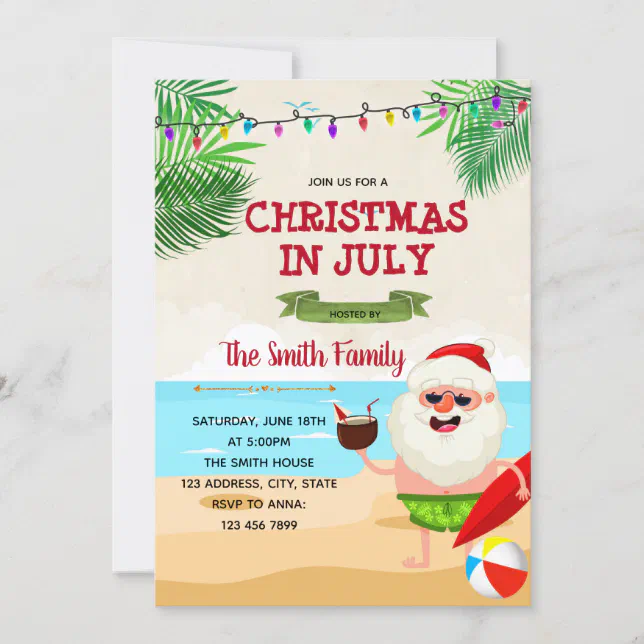 Christmas in July party invitation | Zazzle