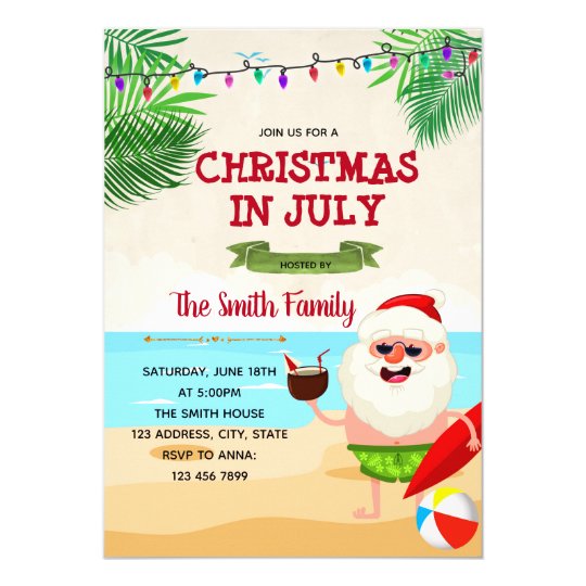 Christmas in July party invitation