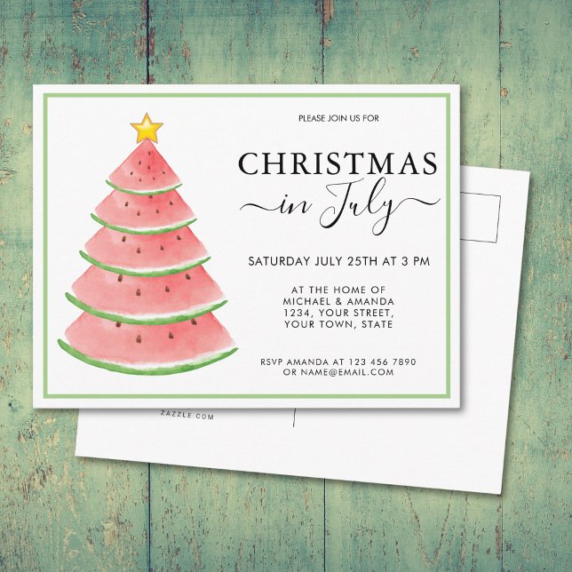 Christmas in July Party Invitation Postcard (Creator Uploaded)