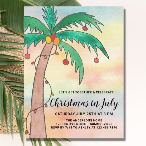 Christmas in July Party Invitation Postcard