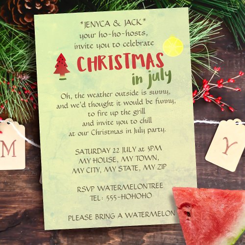 Christmas In July Party Invitations