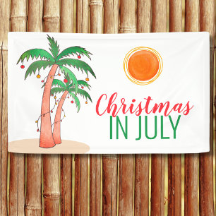 Christmas in July Party Palm Trees Banner