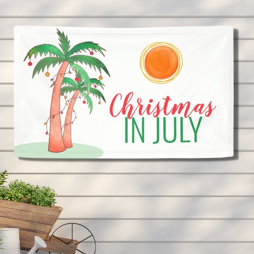 Christmas in July Party Palm Trees Banner