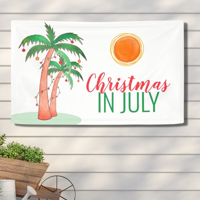 Christmas in July Party Palm Trees Banner (Creator Uploaded)