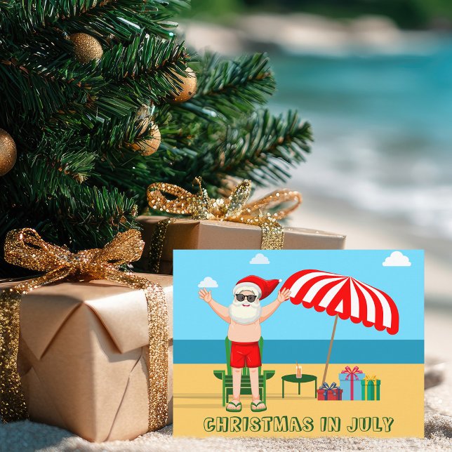 Christmas in July Party Summer Santa Claus Beach Postcard (Creator Uploaded)