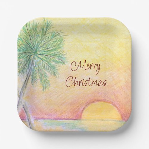 Christmas in July Party Tropical Beach Colorful Paper Plates
