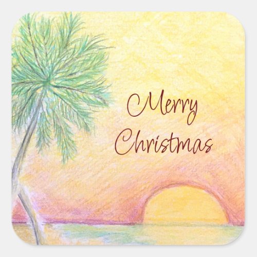 Christmas in July Party Tropical Beach Colorful Square Sticker