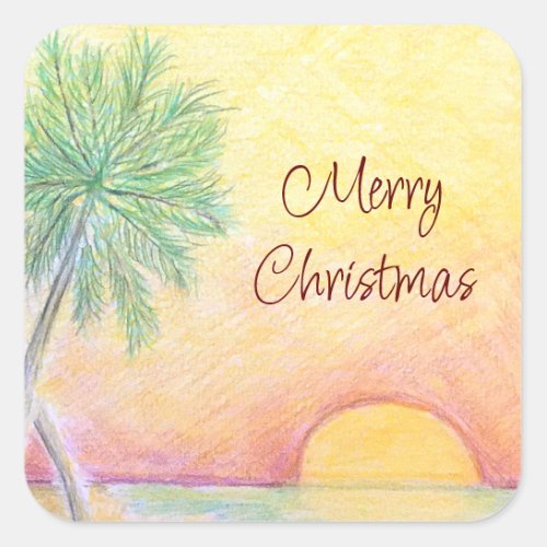 Christmas in July Party Tropical Beach Square Sticker
