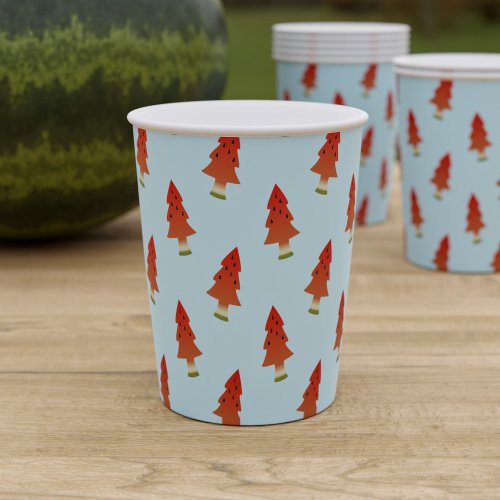Christmas in July Party Watermelon Tree Pattern Paper Cups