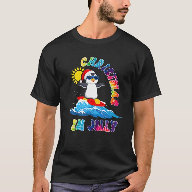 Christmas In July Penguin Sunglasses Beach Summer T-Shirt (Front)