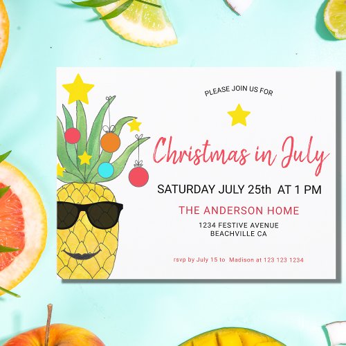 Christmas In July Pineapple Invitation Postcard