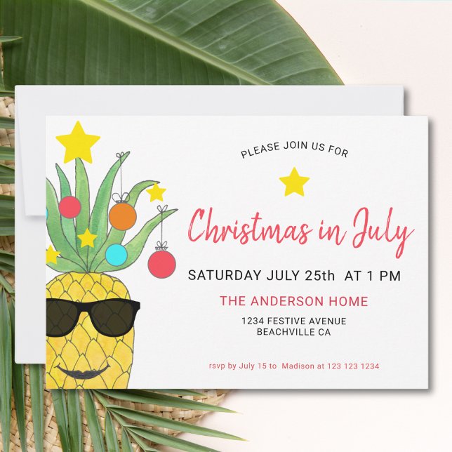 Christmas In July Pineapple Party Invitation  (Creator Uploaded)