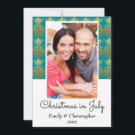 Christmas in July Pineapple Photo Card<br><div class="desc">Australian Christmas in July Faux Foil Gold and Blue Pineapple Christmas Sea Blue Photo Card. This Hawaiian Christmas photo card is perfect for a tropical Family Christmas Card.</div>